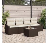 Salon de jardin Vidaxl rotin marron 5 pieces 2 personnes Marron