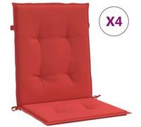 vidaXL Coussins de chaise de jardin à dossier bas – lot de 4 rouge