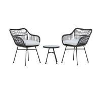 Paris Prix Salon de jardin Viga 2 places – 2 fauteuils et petite table d'appoint noire