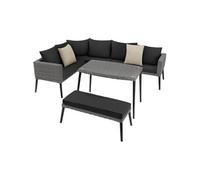 Salon en rotin avec cadre en aluminium gris