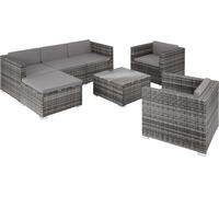Salon en rotin Lignano avec 2 fauteuils - gris