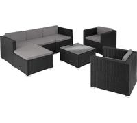 Salon en rotin Lignano avec 2 fauteuils - noir
