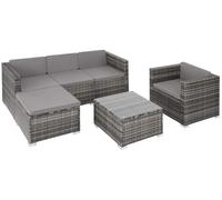 Salon en rotin Lignano avec fauteuil - gris