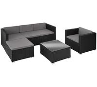 Salon en rotin Lignano avec fauteuil - noir