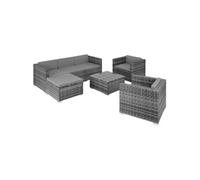Salon en rotin Lignano avec 2 fauteuils - gris