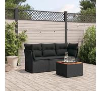 Salon jardin 4 pcs noir résine tressée vidaXL