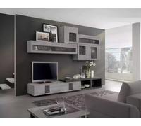 Salon moderne Bloc mural Gris moderne Bois Meubles 295cm