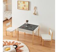 Salon pour enfants 'Smedjebacken' table + 2 chaises avec tableau pin+MDF bois / blanc
