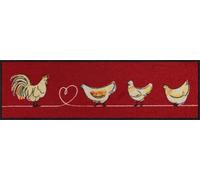 Salonloewe Chicken Walk - Paillasson lavable - 30 x 100 cm - Avec motif poulet - Pour l'intérieur