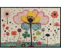 Salonloewe Fantasy Flower I Paillasson Lavable 50 x 75 cm avec Motif Floral I Tapis de propreté et paillasson pour l'intérieur