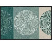 Salonloewe Nestor sage-beige paillasson lavable 50 x 75 cm tapis d'entrée tapis de sol anti-salissure vert cercles