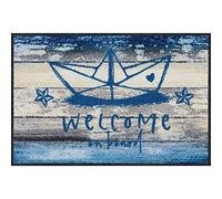 Salonloewe Paillasson lavable en forme de bateau en papier - 050 x 075 cm - Motif étoile de mer - Motif bienvenue