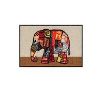 Salonloewe Paillasson - Motif éléphant et terre cuite - 50 x 75 cm - Tapis de porte - Lavable - Pour intérieur et extérieur