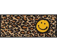 Salonloewe Paillasson Smile Leo jaune, 30 x 75 cm, paillasson, anti-salissures, lavable et antidérapant, 100 % sans PVC, pour l'intérieur et l'extérieur