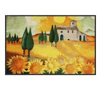 Salonloewe Rosina Wachtmeister Nuovo Girasole - Paillasson lavable - 050 x 075 cm - Paillasson anti-salissures - Toscane - Paysage de tournesol