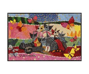 Salonloewe Rosina Wachtmeister Paillasson Fasce di Colore 50 x 75 cm avec design coloré lavable pour l'intérieur et l'extérieur