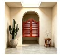 Saloon Porte Battante en Bois de Style Western pour Séparation de Cuisine et Bar, Double Porte de Café avec Charnières à Ouverture 180° Barrière Chien/Escalier(Red,W99xH90cm)