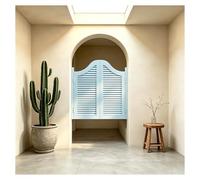 Saloon Porte Battante en Bois de Style Western pour Séparation de Cuisine et Bar, Double Porte de Café avec Charnières à Ouverture 180° Barrière Chien/Escalier(Light Blue,W137xH100cm)