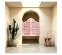 Saloon Porte Battante en Bois de Style Western pour Séparation de Cuisine et Bar, Double Porte de Café avec Charnières à Ouverture 180° Barrière Chien/Escalier(Pink,W109xH90cm)