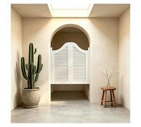 Saloon Porte Battante en Bois de Style Western pour Séparation de Cuisine et Bar, Double Porte de Café avec Charnières à Ouverture 180° Barrière Chien/Escalier(Blanc,W145xH100cm)