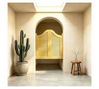 Saloon Porte Battante en Bois de Style Western pour Séparation de Cuisine et Bar, Double Porte de Café avec Charnières à Ouverture 180° Barrière Chien/Escalier(Yellow,W89xH90cm)