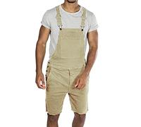Salopette de travail pour homme - Salopette en jean stretch pour homme - Pantalon de travail d'été court avec poches - Salopette de travail courte - Pantalon d'été léger - Short en jean - Combinaison