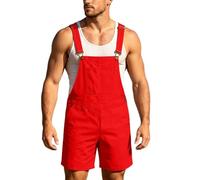 Salopette en Jean pour Homme Short D'été Combinaison en Jean Salopette Cargo Pantalon de Travail Court Coupe Ample avec Poches