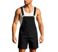 Salopette en Jean pour Homme Short D'été Combinaison en Jean Salopette Cargo Pantalon de Travail Court Coupe Ample avec Poches