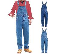 Salopette en Jean pour Homme - Style décontracté Vintage - Coupe Ample - avec Plusieurs Poches, Salopette Bleu Ciel en Denim pour Homme, 4XL