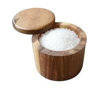 Salt Cellar with Lid - Fresh-Keeping Kitchen Storage Cellar | Seasoning Jar Wooden Salt Container for Home Countertop Farmhouse Outdoor Camping Meal Prep Cooking