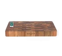 Salter billot de boucher en acacia, planche à découper 38 cm | Acacia FSC®-Certified, base lourde, rainures de prise, lavage à la main, séchage vertical, protège le plan de travail