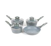 Salter BW04151G1AR Marblestone 4 pièces Batterie de Cuisine à Induction - Aluminium Forgé antiadhésifs, 16/18/20cm Casseroles et Couvercles, 24cm Poêle à Frire, Cuire avec peu à pas d'huile, Sans PFOA