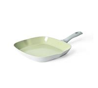 Salter BW09287 Poêle Grill Antiadhésif, Revêtement Antiadhésive en Céramique, 28cm, Facile à Nettoyer, Poignée Confortable et Douce, Compatible Plaques à Induction, Design Earth, Vert