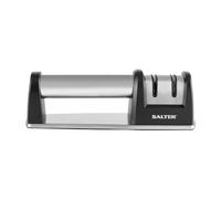 Salter BW11673EU7 affûteuse de couteaux - 2 étapes, acier au tungstène, tige en céramique pour polissage fin, poignée facile à saisir, pour couteaux émoussés, base antidérapante, acier/noir