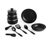 Salter BW12055IS Clip & Cook Kitchen Pan Set - Oven Safe Frying Pans, Saucepans, Cooking Utensils, 2 Removable Handles, Stackable For Space Saving, Non-Stick, Induction Suitable, Hob-To-Oven, 14-Piece