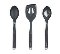 Salter BW12286EU7 Marino 3 pièces ustensiles de cuisine antiadhésifs - cuillère pleine et fendue, spatule, crochets de suspension, séparateur alimentaire, décapant à herbes intégré et frotteur à l'ail