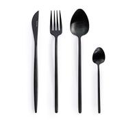 Salter BW12422EU7 Noir Ménagère 16 pièces : lot en acier inoxydable, quatre couteaux, fourchettes, cuillères à soupe et cuillères à café, service pour 4, idéal pour les nouveaux propriétaires, noir