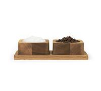 Salter BW12782EU7 Toronto Salière et poivrière - Comprend 2 pots avec plateau de rangement, bois d'acacia durable, cochon à sel en bois, salière et poivrière de comptoir, récipients pour herbes,