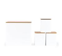 Salter BW12900WEU7 Toronto ensemble de comptoir de 4 pièces - bac à pain, thé, sucre, boîtes à café, contenants de rangement, finition blanche enduite de poudre, couvercles en bois d'acacia