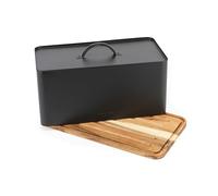 Salter BW13564EU7 Toronto Boîte à pain avec planche à découper - boîte de rangement de comptoir avec base en bois pour couper et servir, conteneur rectangulaire de porte-pain, facile à nettoyer, noir