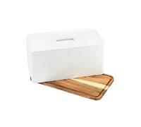 Salter BW13564WEU7 Toronto Boîte à pain avec planche à découper - boîte de rangement de comptoir avec base en bois pour couper et servir, conteneur rectangulaire de porte-pain, blanc