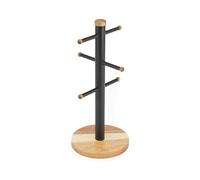 Salter BW13566EU7 Toronto porte-tasse - support de tasse en bois d'acacia, présentoir à 6 branches pour tasses à café/tasses à thé, support de rangement en acier robuste autonome, noir