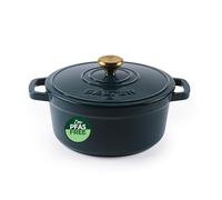 Salter Chester Casserole en Fonte 20 cm - Couvercle Auto-Arrosage, Cocotte/Faitout, Cuisson de la Plaque à la Table, Convient pour Induction, Capacité de 2L, Sans PFAS, Vert