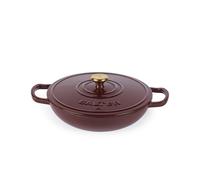 Salter Chester cocotte basse en fonte 2,8 L - Tous feux dont induction, four 240 °C, plat 30 cm, excellente rétention de chaleur, sans PFAS, revêtement émaillé rouge