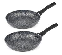 Salter Combo-3692 Megastone Lot de 2 poêles à frire antiadhésives 24/28 cm Poêle à induction Poêle à omelette Passe au lave-vaisselle et ustensiles en métal sans PFOA Poignées douces au toucher