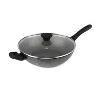 Salter Megastone 28 cm Wok Antiadhésif avec Couvercle en Verre, Aluminium Forgé, Revêtement Antiadhésif, Sans PFOA - Compatible Plaques à Induction, Lave-Vaisselle et Ustensiles Métalliques, BW05753S