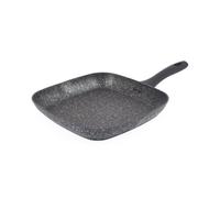 Salter Megastone Collection Non-Stick Forged Aluminium Griddle Pan, 28 cm, Corrosion-Resistant, Soft-Touch Handle, Suitable For All Hob Types, Silver, BW05752S