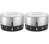 Salter Minuterie mécanique 60 Minutes Pas Besoin de Piles marquage de Compte à rebours Acier Inoxydable Parfait pour la pâtisserie et la Cuisine Design Moderne (Lot de 2)