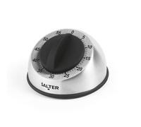 Salter Minuteur de Cuisine Mécanique 60 Minutes, Minuteur Cuisine Analogique sans Pile, Design Premium en Acier Inoxydable, Alarme Puissante pour Cuisson/Pâtisserie, 2 Ans Garantie, Noir/Argent