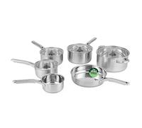 Salter Signature Ensemble de 6 casseroles en acier inoxydable - Batterie de cuisine compatible induction, Casseroles de 14, 16, 18 & 20 cm, Poêle à frire de 24 cm & Faitout, Passe au lave-vaisselle